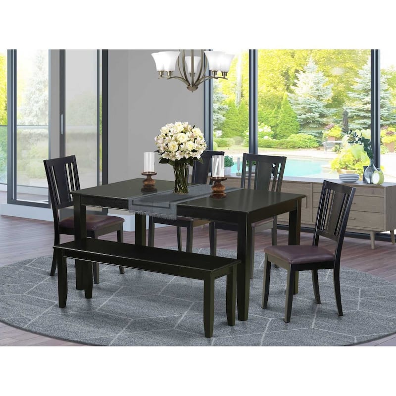 Hollywood Regency Dining Set - 60" Table, Faux Leather Chairs & 52" Bench - Classic Design