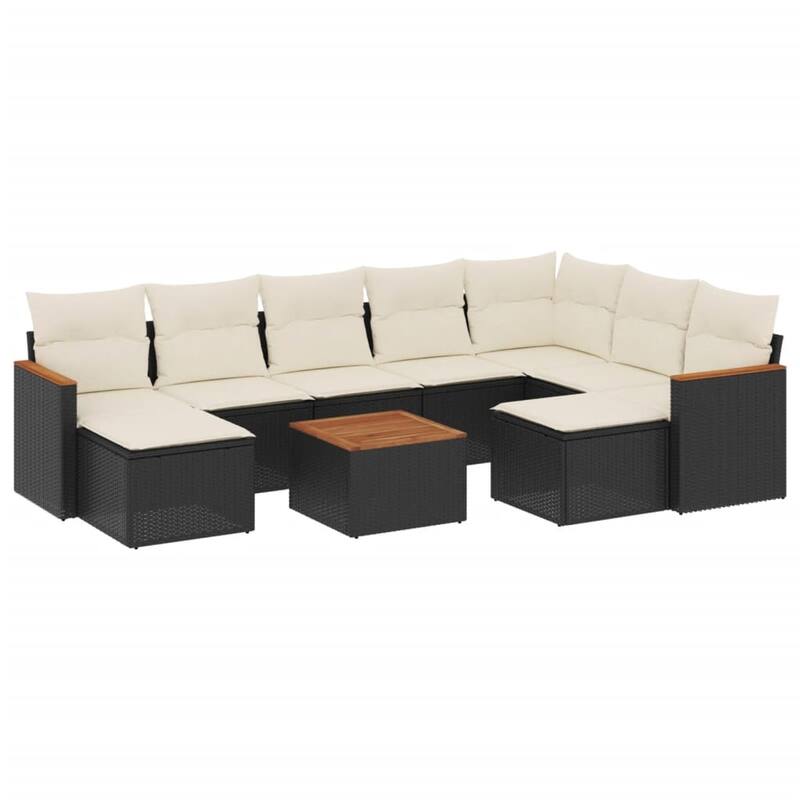 vidaXL Patio Sofa Set with Cushions Outdoor Conversation Furniture Poly Rattan - 24.4 x 24.4 x 27.2 in