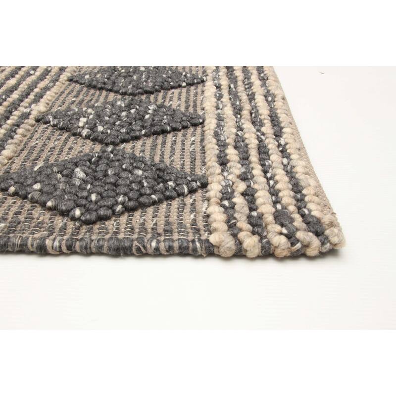 ECARPETGALLERY Braid weave Sienna Dark Grey Wool Rug - 5'1 x 7'2