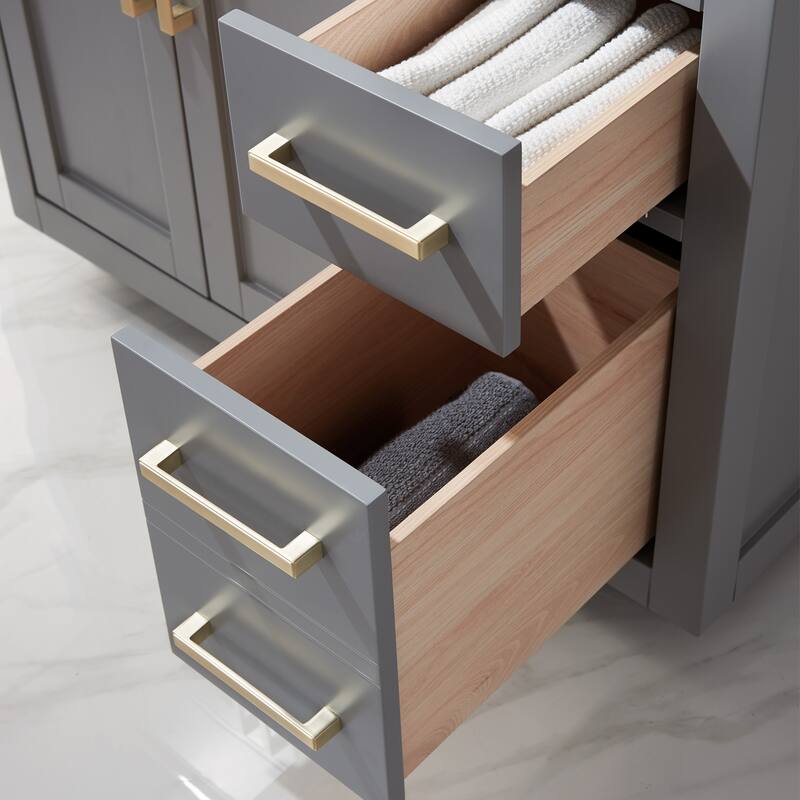 Altair Ivy Single Bathroom Vanity Set and Carrara White Countertop with Mirror
