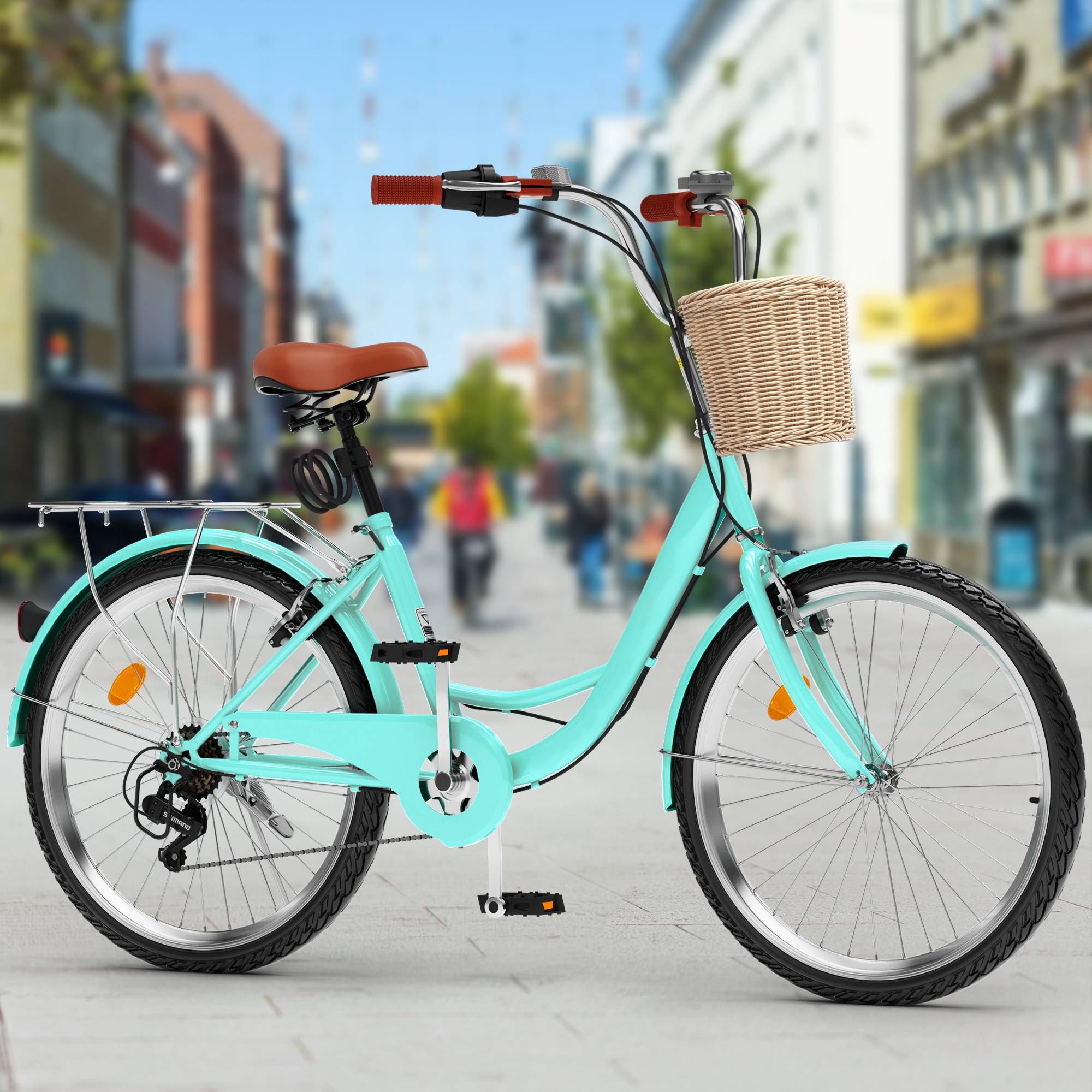 Turquoise womens bike with basket best sale