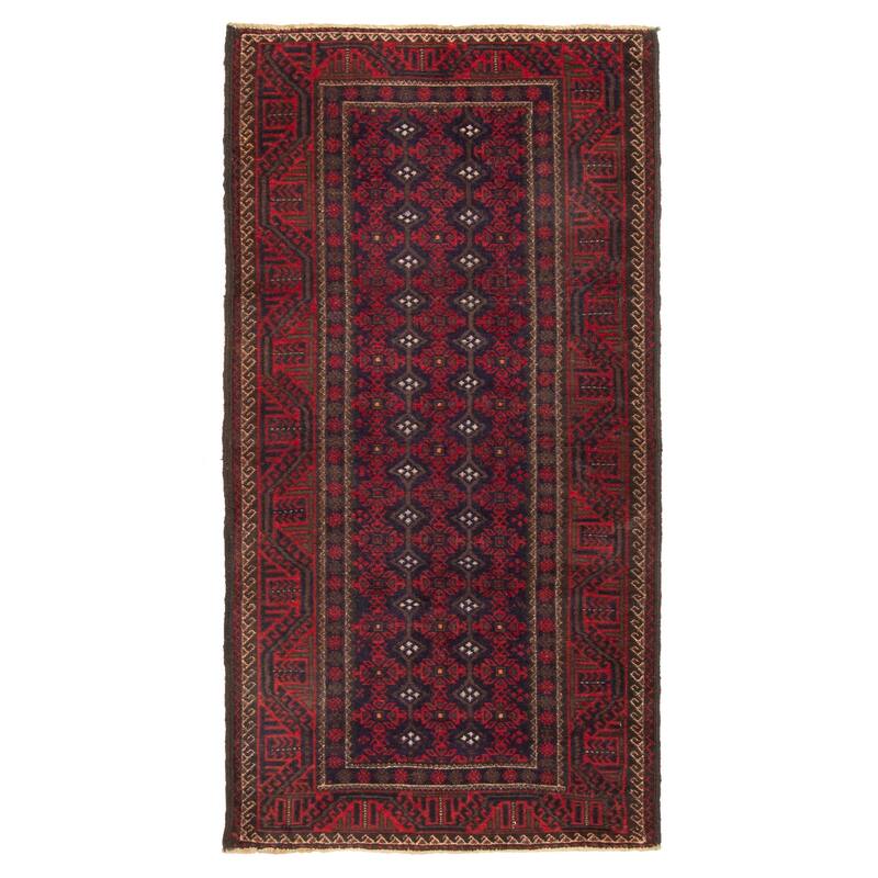ECARPETGALLERY Hand-knotted Baluch Dark Navy Wool Rug - 3'3 x 6'5