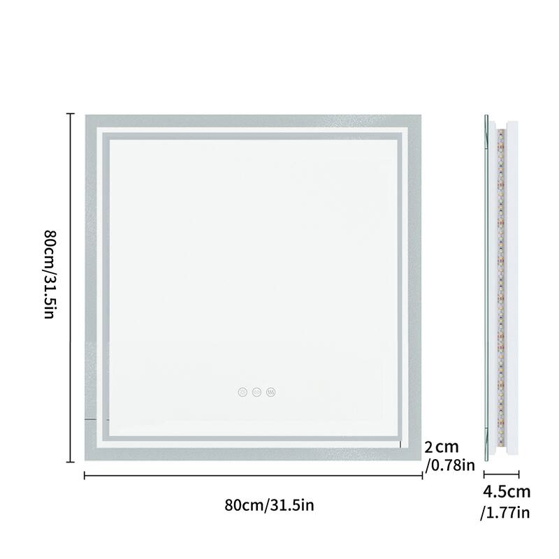 Backlit LED Bathroom Wall Mirror with Dimmable 3 Colors Anti-Fog