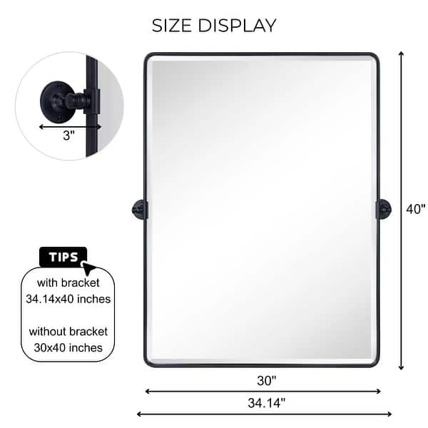 dimension image slide 12 of 25, TEHOME Woodvale Rectangle Vertical Metal Wall Mirrors
