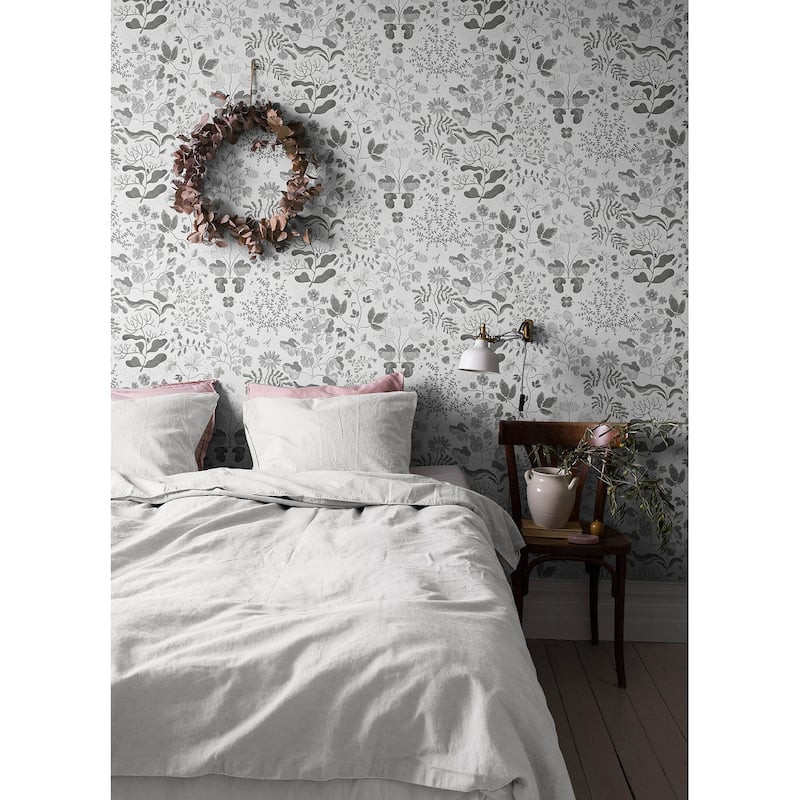 A-Street Prints Groh Grey Floral Wallpaper