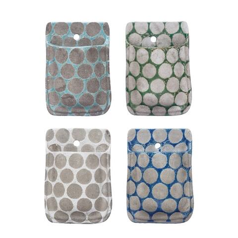 Terra-cotta Wall Planter with Wax Relief Dots, Set of 4 Colors