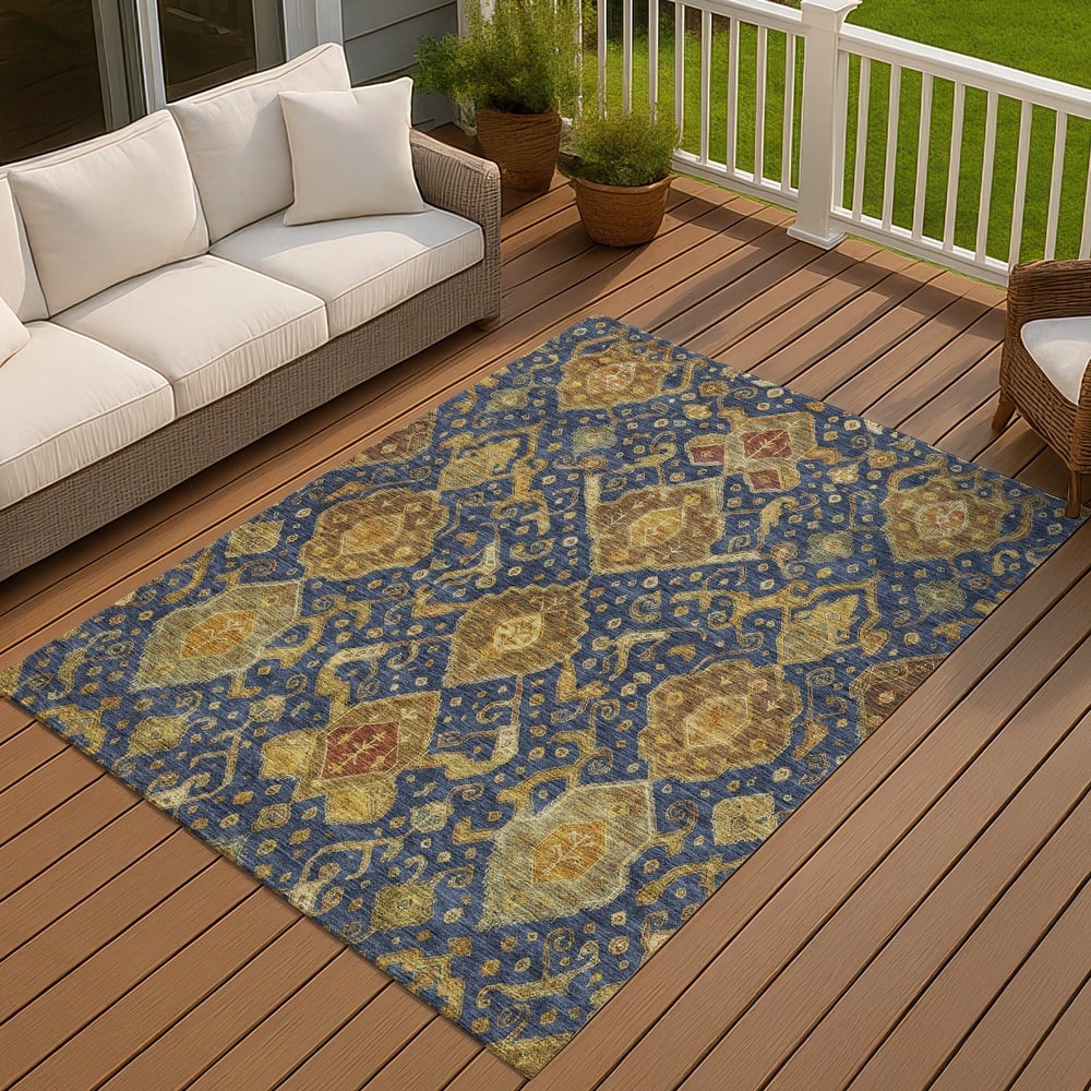 Machine Washable Indoor/ Outdoor Traditional Venetian Chantille Rug