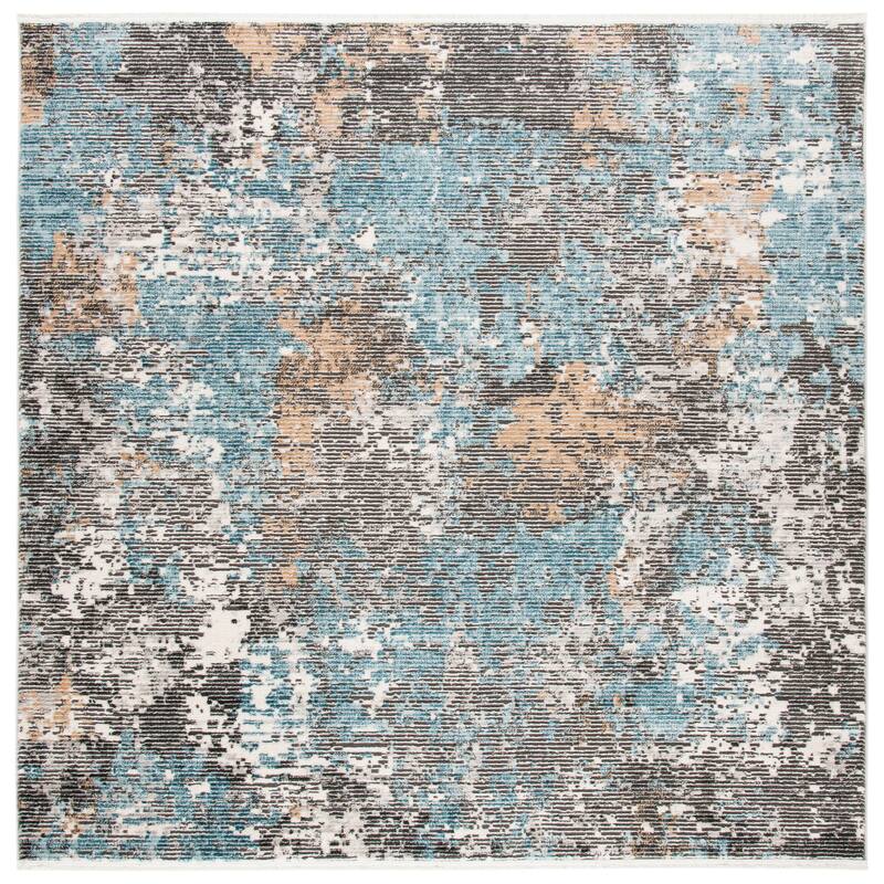 SAFAVIEH Shivan Magnisina Vintage Abstract Rug - 6'7" Square - Grey/Blue