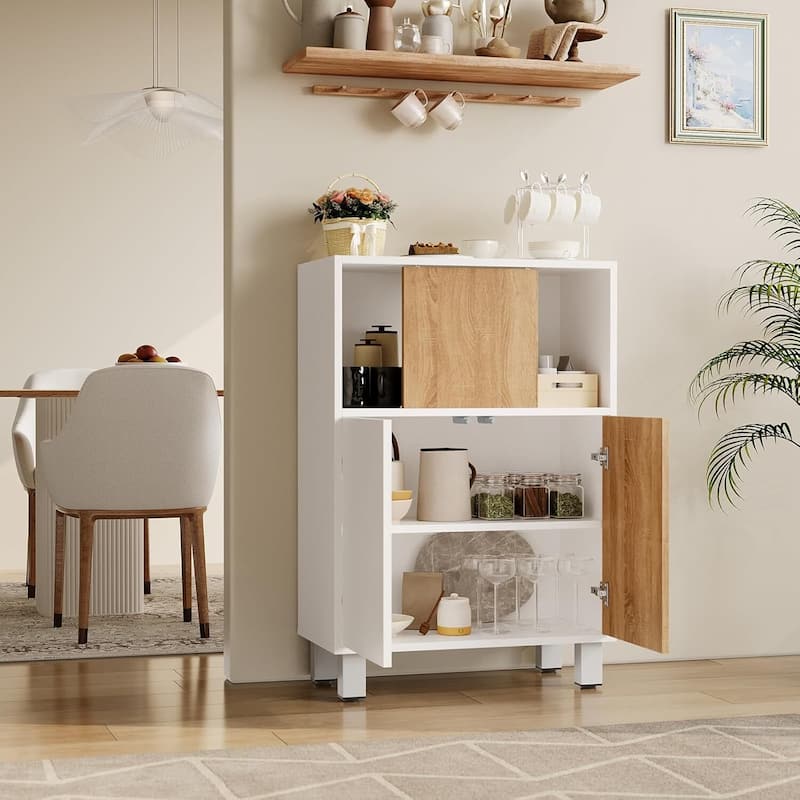 Standing Display Sideboard Storage Cabinet for Small Space or Corner - White