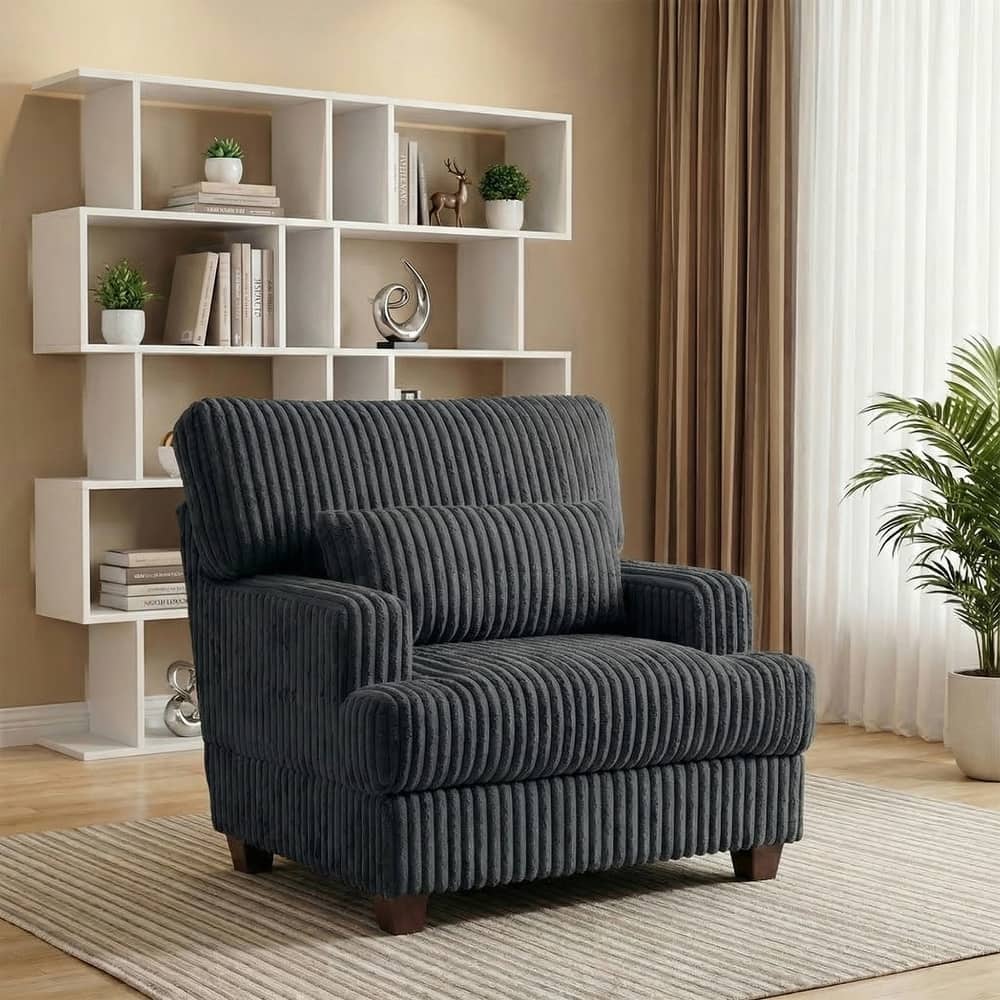 36" Wide Oversized Upholstered Chaise Lounge Accent Chair with Ottoman