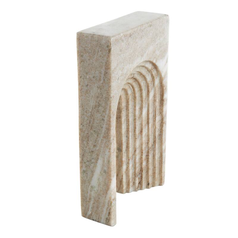 White, Black or Beige Marble Rectangular Geometric Sculpture with Arched Groove Interior