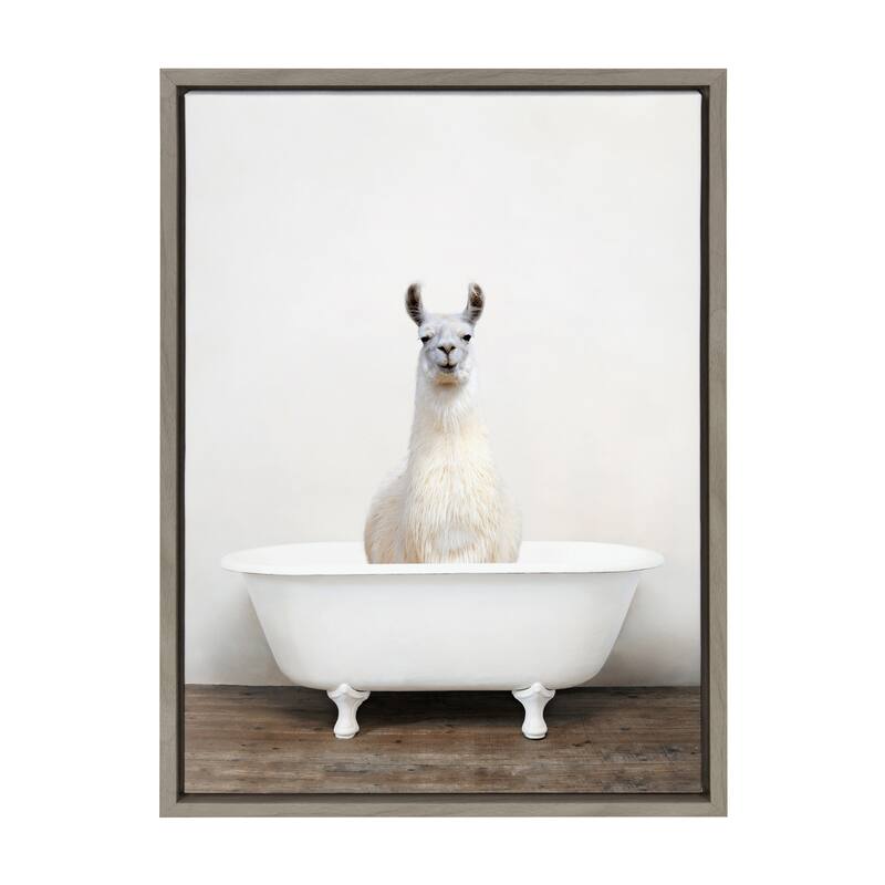 Kate and Laurel Sylvie Animal Tub Color Framed Canvas by Amy Peterson