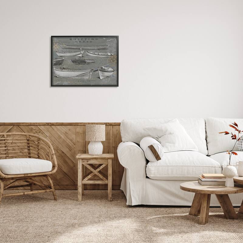 Stupell Shipping & Craft Various Boats Diagram Framed Giclee Art by Oliver Jeffries