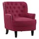 Moser Bay Mignon Velvet / Linen 30'' Wide Tufted Wingback Accent Chair - Wine Red- Linen