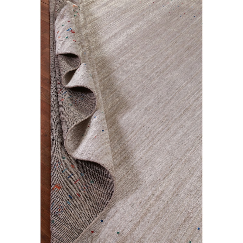 Hand Knotted Oriental 100% Wool Carpet Tribal Stripe Greys & Charcoal Gabbeh Area Rug - 9' 11'' X 7' 11''