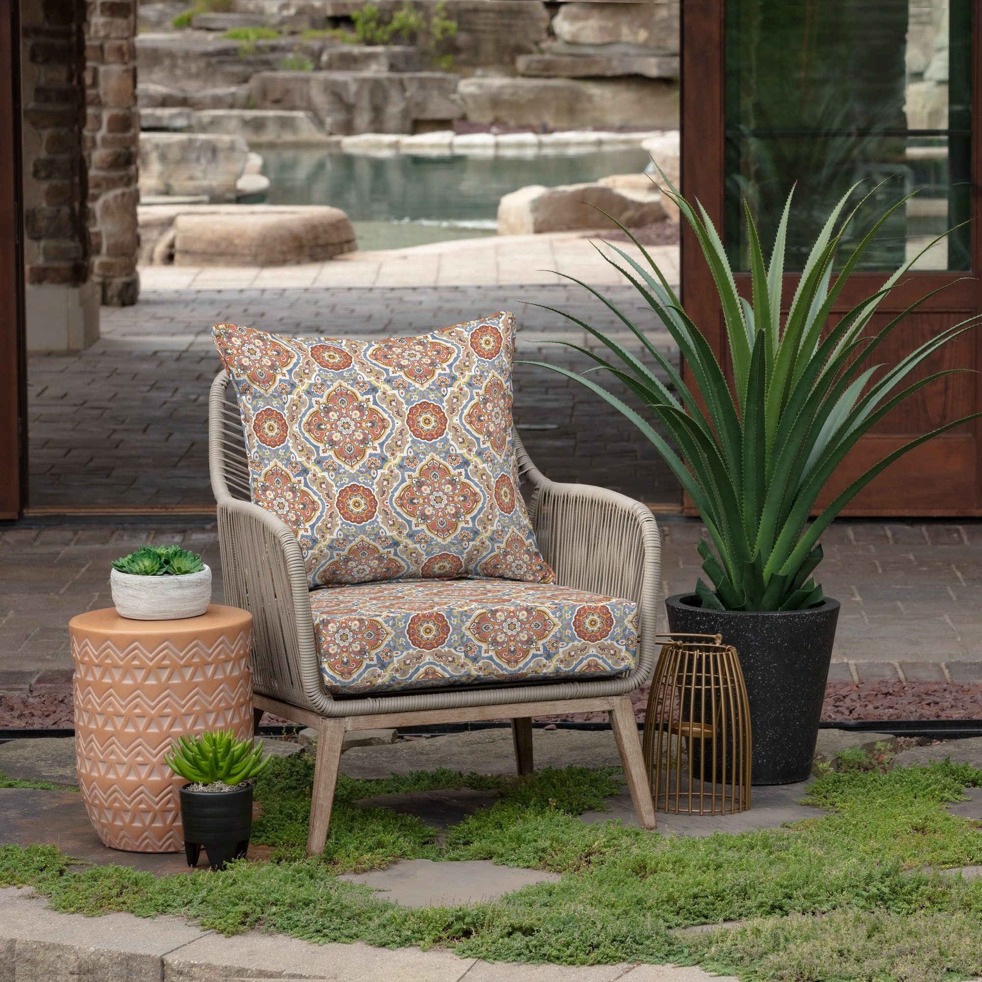 Arden Selections 24x24 inch Outdoor Deep Seat Cushion Set On