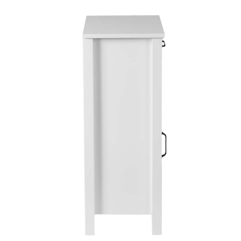 White with Black Hardware MDF Wood 1-Door and 1-Drawer Storage Cabinet - 32.1" H - 32.1" H x 15.1" W x 11.8" D