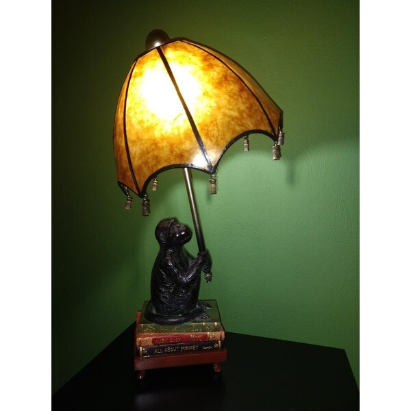 river of goods stained glass intellectual monkey table lamp