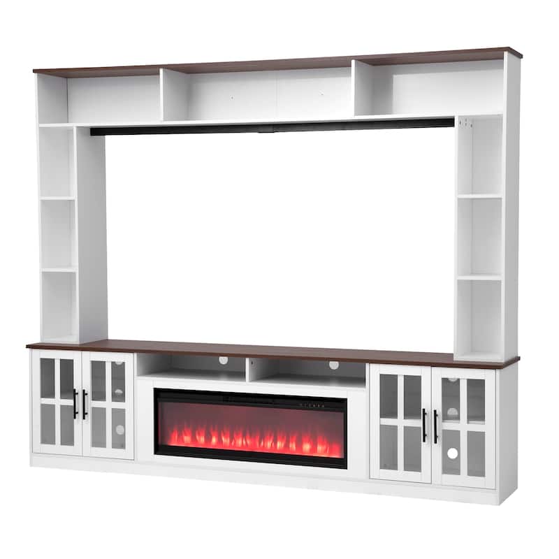 95.5" W Wall Unit Entertainment Center with Bookshelves for TVs up to 80", Modern TV Stand Media Console