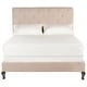 preview thumbnail 3 of 7, SAFAVIEH Hathaway Light Beige Linen Upholstered Tufted Rolled Back Bed (Full)