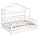 preview thumbnail 9 of 33, Full Size Wooden House Bed Kids Bed with Twin Size Trundle and Shelf