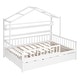 preview thumbnail 64 of 75, Cute Wooden Twin or Full House Bed with Trundle, Kids Bed Wood Platform Bed Frame with Safety Guardrail & Storage Shelf