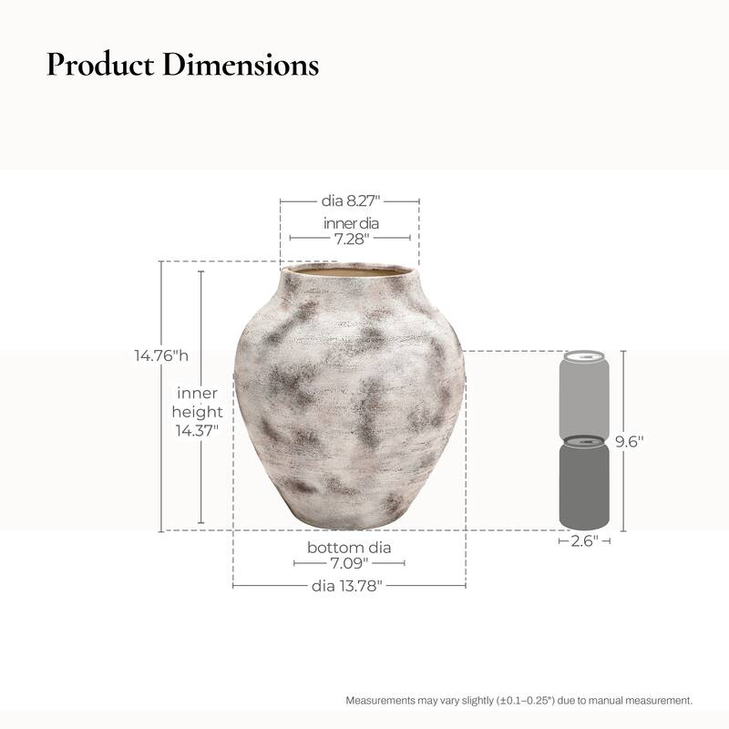 Rustic Gray with Weathered White Finish Stoneware Vase, Vintage Pottery