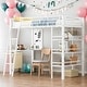 preview thumbnail 11 of 18, Twin Loft Metal Bed with 3 Layers of Shelves and Desk,Versatility Galore,Black White
