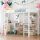 preview thumbnail 2 of 8, Twin Size Loft Metal Bed with 3 Layers of Shelves and Desk, Stylish Metal Frame Bed with Whiteboard,Easy Assembly,White