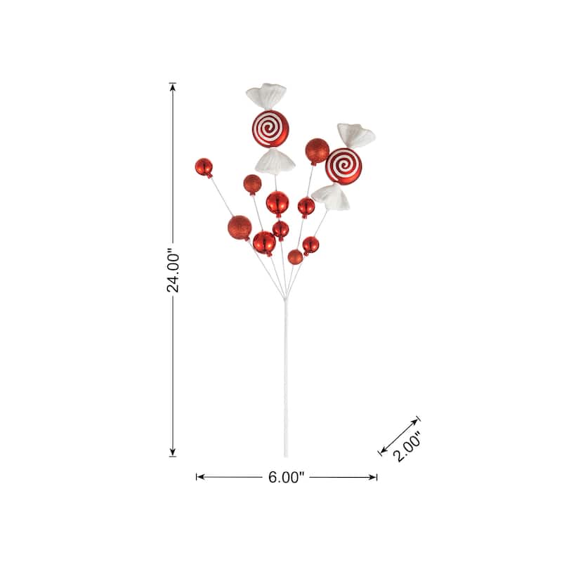 Glitzhome Set of 4 24"H Candy Picks Shatterproof Ornaments Christmas Tree Topper