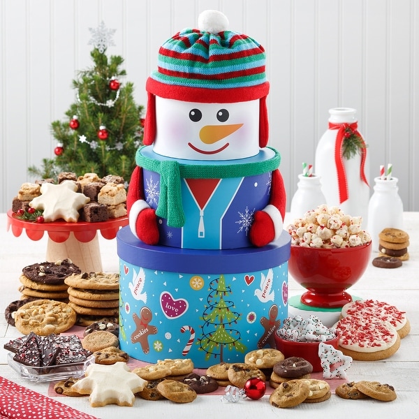 Mrs. Fields Abundant Snowman Cookie Tower. Opens flyout.
