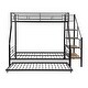 preview thumbnail 27 of 28, Twin Over Full Size Metal Bunk Bed with Trundle & Storage Staircase, Bedroom Heavy Duty Bed Frame with Full-Length Guardrail