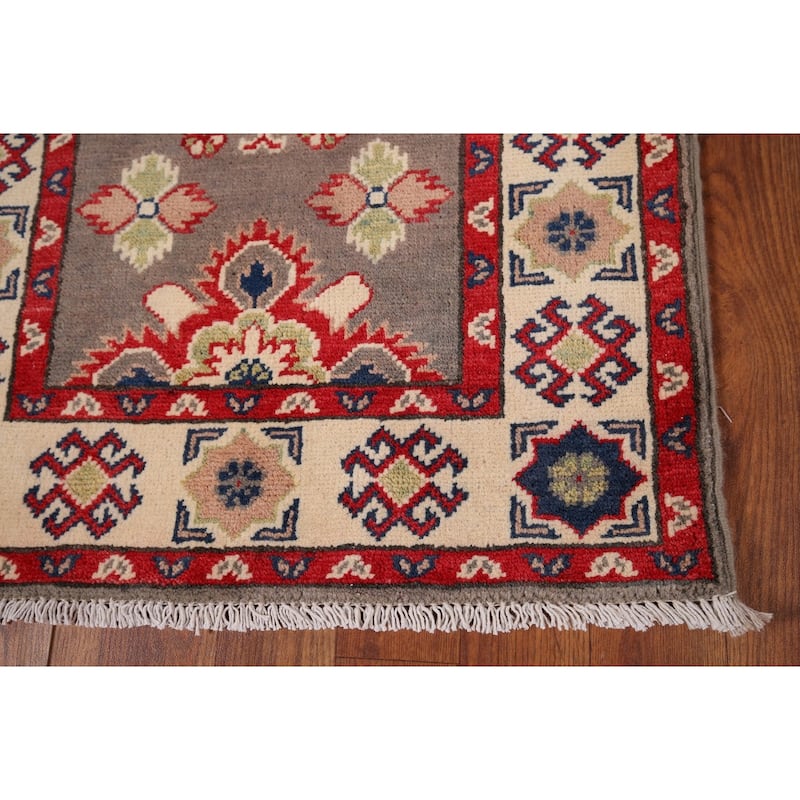 Geometric Kazak Oriental Runner Rug Handmade Wool Carpet - 2'1" x 19'2"