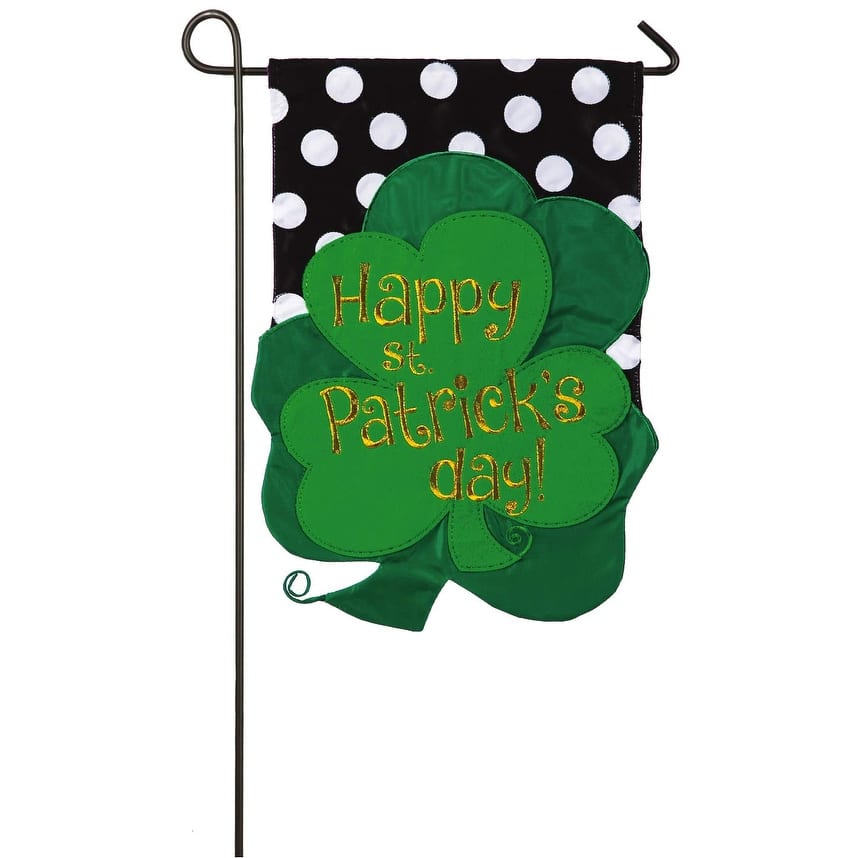 12.5 in. x 18 in. St. Patrick Clovers Garden Applique Flag