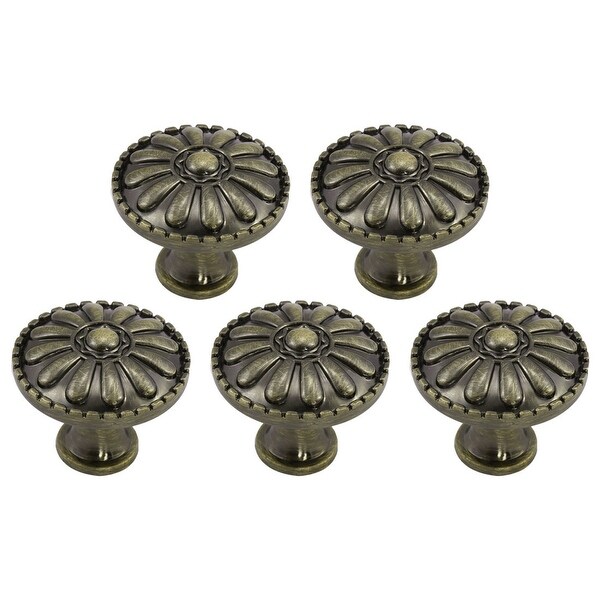 Zinc Alloy Knobs Metal Round Drawer Handle for Dresser Cabinet 31mm #1, 5pcs - #1