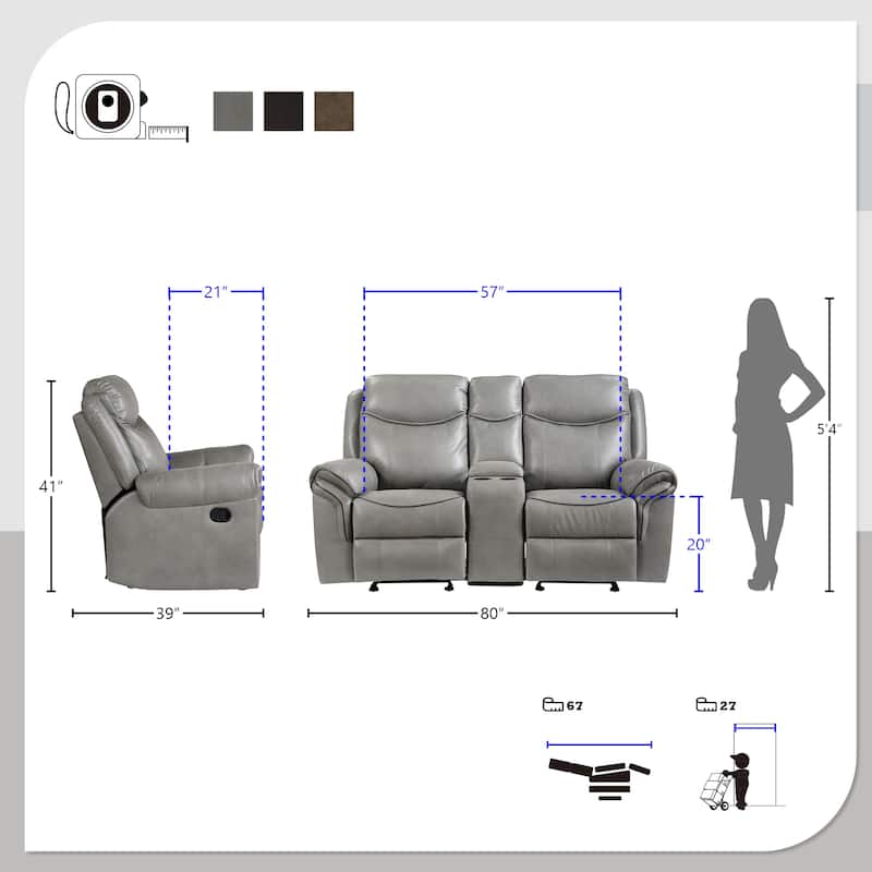 Brisa 2-Piece Manual Reclining Living Room Sofa Set