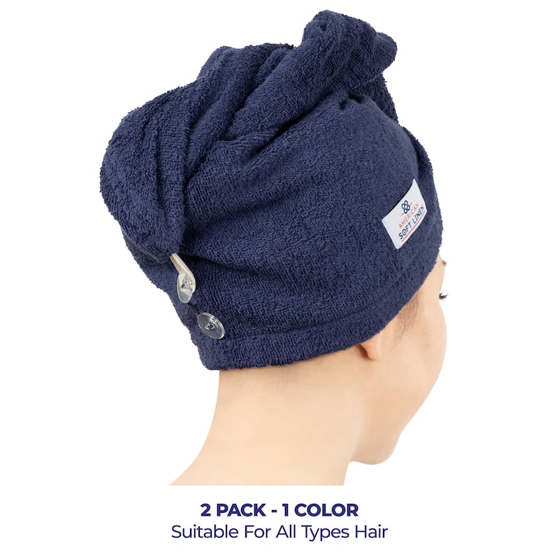 American Soft Linen 100% Cotton Hair Drying Towels for Women, Cotton Hair Turban Turkish Towel Wrap, Head Towel Cap for Hairs