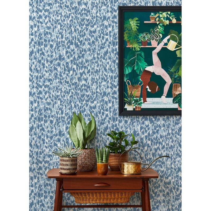 A-Street Prints Flavia Blue Animal Print Wallpaper