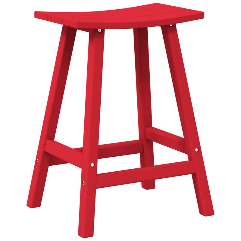 Laguna Hdpe All Weather Outdoor Patio 24" Saddle Seat Counter Stool - Red