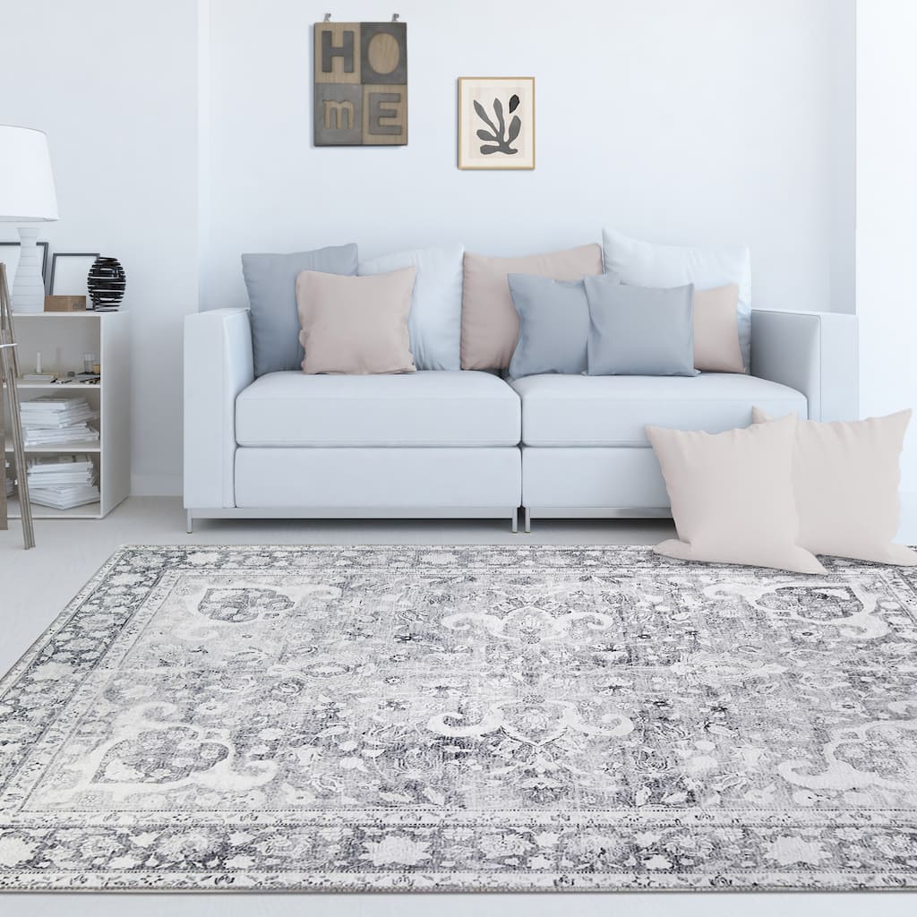 Superior Distressed Oriental Bohemian Indoor Polyester Area Rug