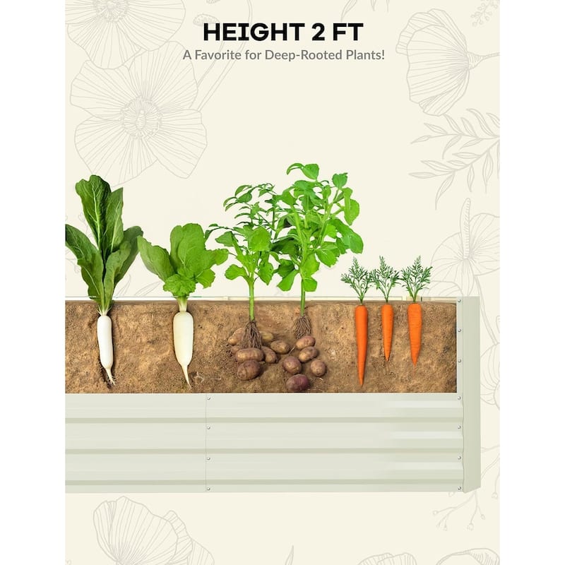 Galvanized Raised Garden Bed, Deep Root Planter Box for Vegetables, Flowers