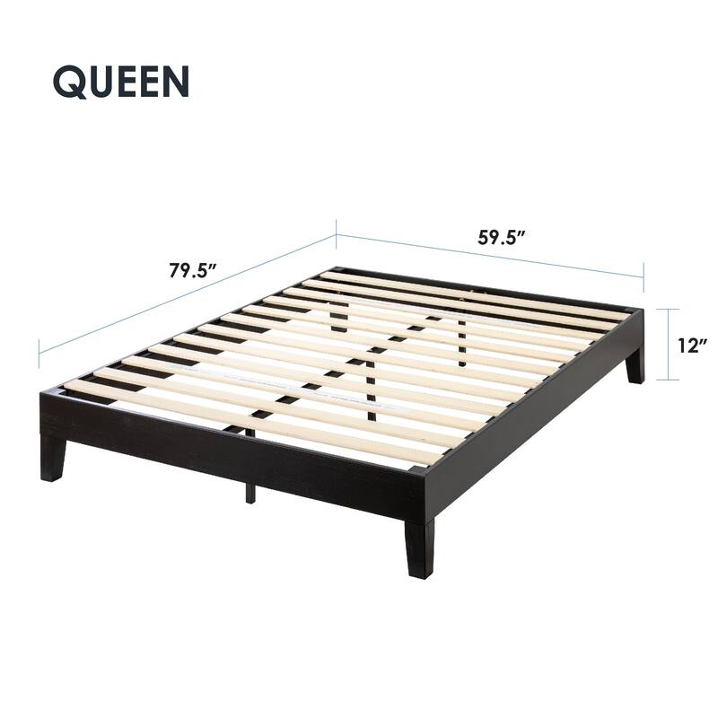 Grand Solid Wood 12-inch Platform Bed Frame by Crown Comfort