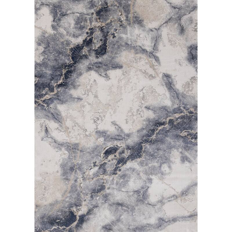 London Collection - Blue Cream Foamy Ocean Area Rug.