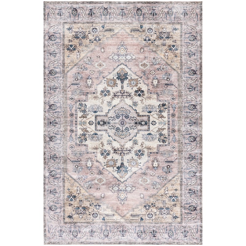 Washable Brilliance Persian Indoor Kitchen & Area Rug - 4' x 6' - Blush/Pink - Rectangle