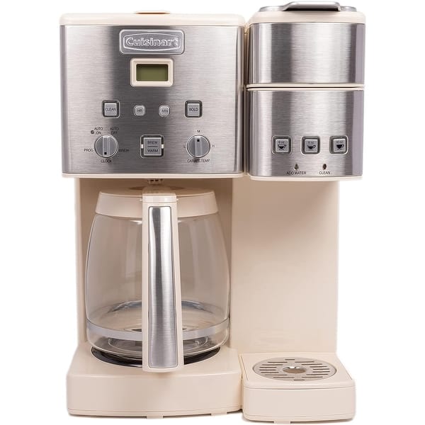 Cuisinart Single Serve + 12 Cup Coffee Maker, Offers 3-Sizes: 6-Ounces, 8-Ounces and 10-Ounces, Cream, SS-15P1CRM