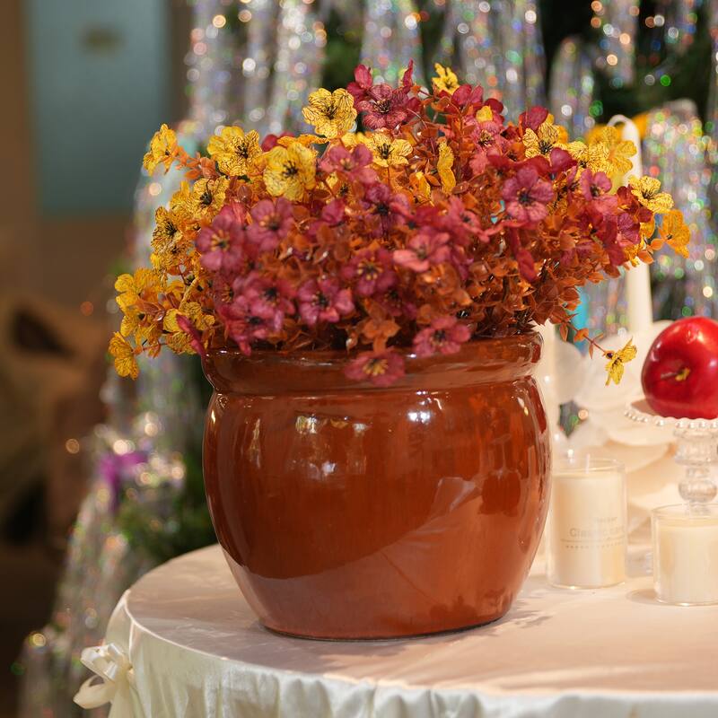 Anmytek Handmade Ceramic Plant Pots Set of 3 Rust Red