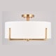 preview thumbnail 9 of 12, Surrey 18-in W Natural Brass Mid-Century Modern Semi Flush Mount Ceiling Light White Linen Drum Shade