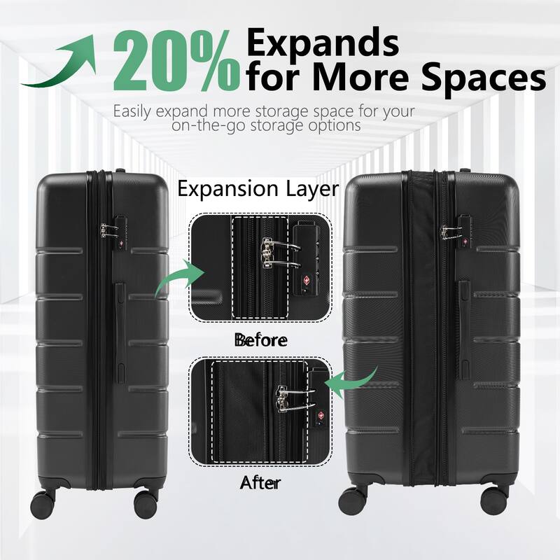 3 Piece Luggage Sets, Hard Case Expand Luggage with Rotating Wheels, TSA Lock and Retractable Handle, Durable Travel Luggage
