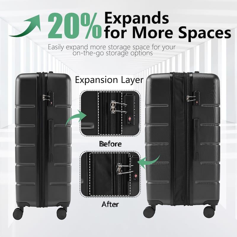 Carry on Luggage Hard Shell Lightweight Expandable Rolling Suitcase with Spinner Wheels TSA Lock and Retractable Handle