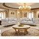 preview thumbnail 1 of 2, Furniture of America Sawer Glam 2-Piece Beige Upholstered Sofa Set with Stainless Steel Frame